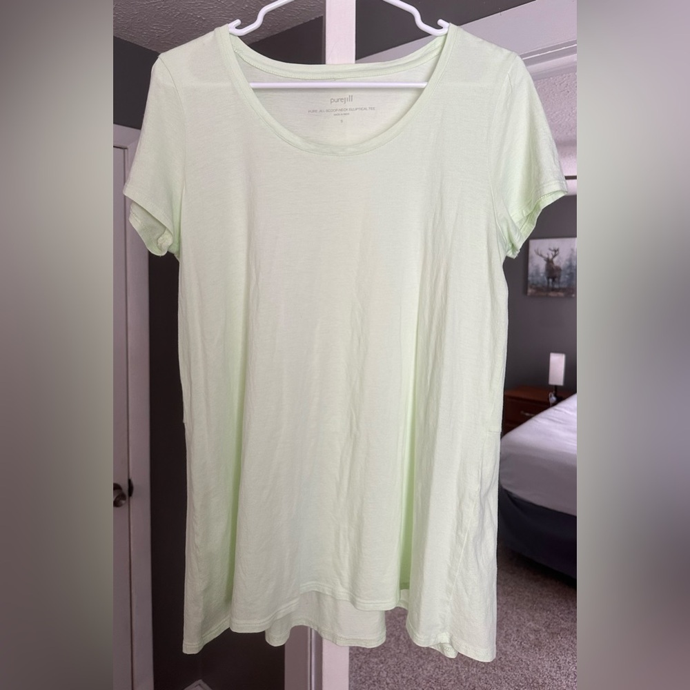 J. Jill Pure Jill Scoop Neck Elliptical Short Sleeve Tee Shirt Top Tunic M C57